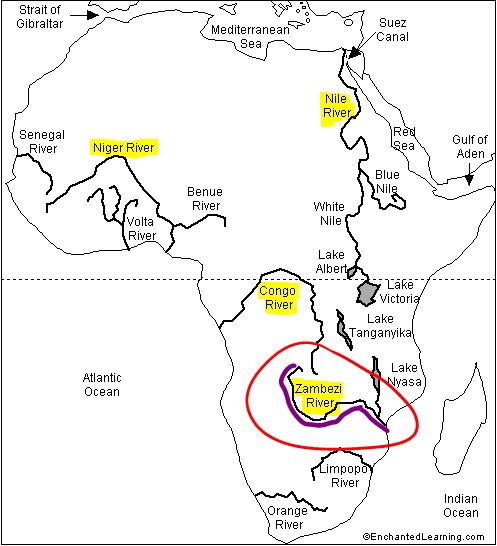 africa map rivers. Zambezi+river+africa+map